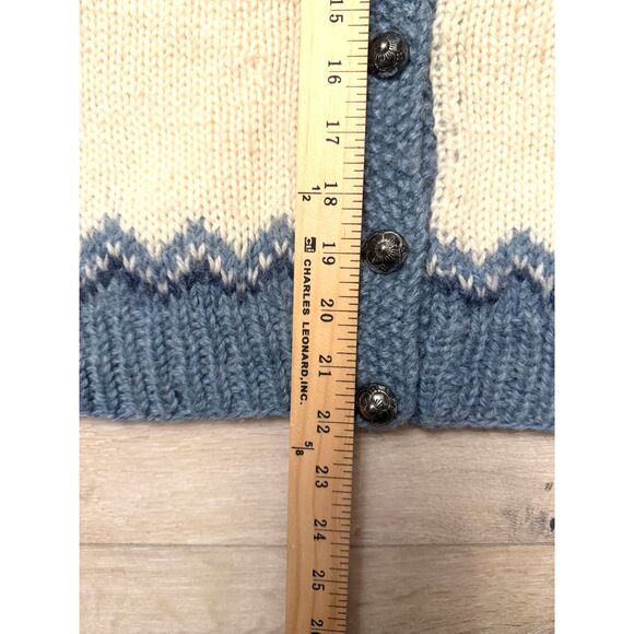 Vintage Danish Handknit Wool Nordic Cardigan 70s Fair Isle William Schmidt Style - Picture 10 of 12